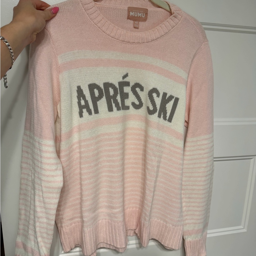 Show Me Your MuMu Pink and White "Après Ski" Striped Sweater